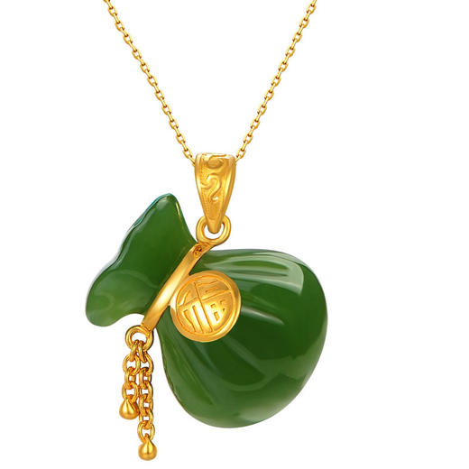 cgc中银金行珠宝黄金吊坠足金吊坠和田玉吊坠福袋吊坠赠银项链dsca