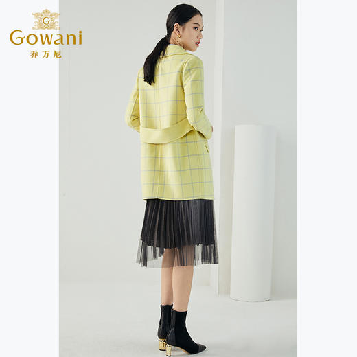 乔万尼双面毛呢大衣格子中长款羊毛大衣E164A066 商品图3