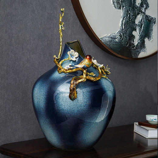 罗比罗丹雅韵·梅花瓶新中式珐琅彩轻奢花瓶摆件 商品图1