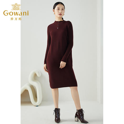 乔万尼冬季宽松大码直筒半高领针织羊毛打底连衣裙女长款EB4M009 商品图4