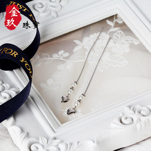 心形流苏珍珠银S925耳饰 商品图4