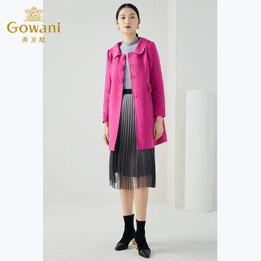 乔万尼毛呢修身中长款双面呢长袖大码宽松纯色羊毛呢大衣E144A838 商品图2