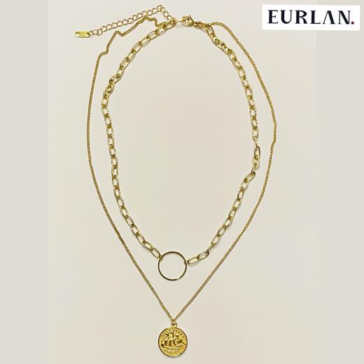 EURLAN.  闺蜜B系列 双层圆币时尚项链 秋冬毛衣链 商品图1