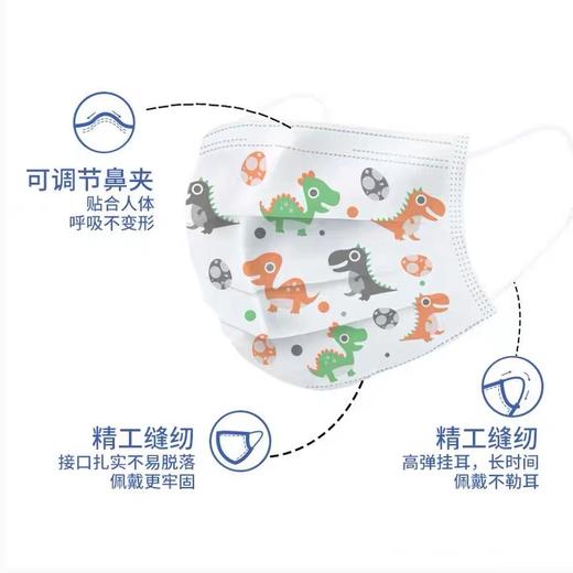儿童口罩三层防尘透气薄款熔喷深蓝色款及恐龙款50个 商品图6