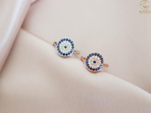 蓝眼睛。土耳其进口通体925银镀金戒指 商品图1