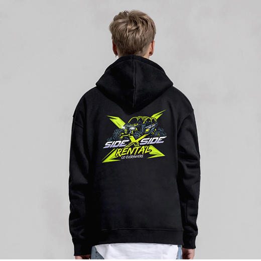 自由基地FREEBASE大码情侣款山地车UTV图案印花带帽套头抓绒卫衣秋冬保暖衫 NMT-1291 商品图5