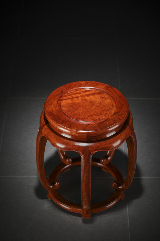 红桥红  家具严选  缅甸花梨（大果紫檀）  【48  五足内卷式 圆凳】 商品图4