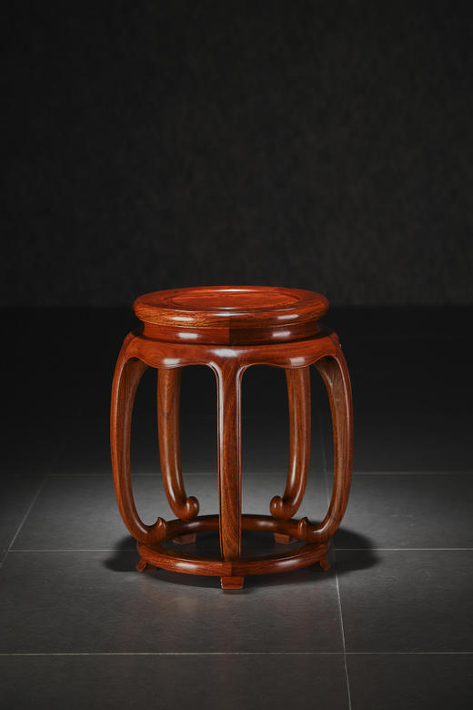 红桥红  家具严选  缅甸花梨（大果紫檀）  【48  五足内卷式 圆凳】 商品图0