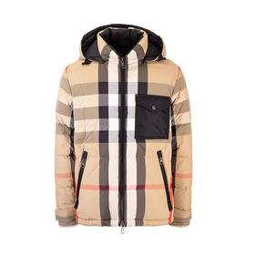 BURBERRY 巴宝莉 男士双面格纹尼龙填充连帽羽绒服 8033115 A7028
