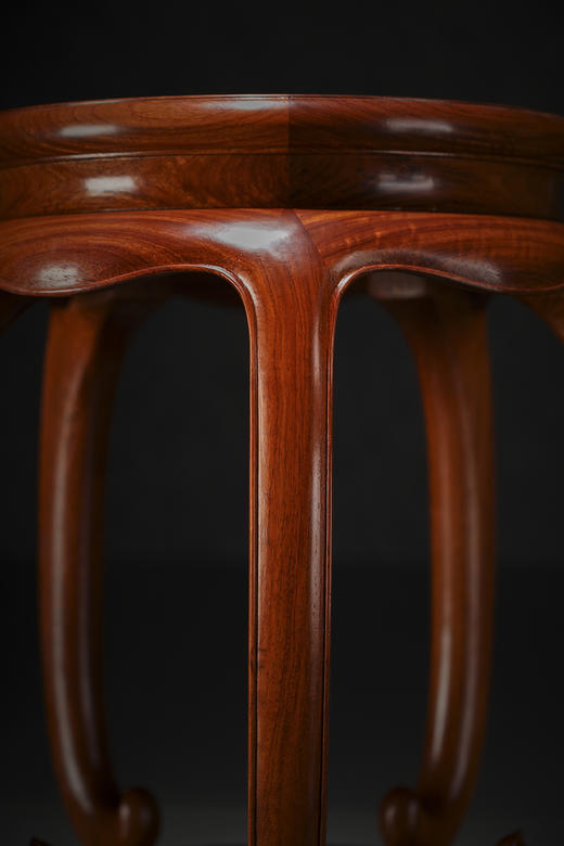 红桥红  家具严选  缅甸花梨（大果紫檀）  【48  五足内卷式 圆凳】 商品图3