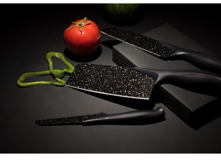 「麦饭石刀具」火象麦饭石厨房刀具五件套切菜刀/锯齿刀/水果刀/削皮