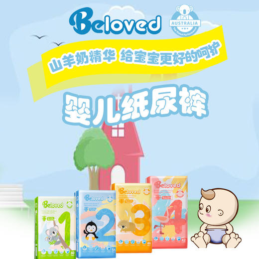 澳洲Beloved 原装进口婴儿山羊奶纸尿裤宝宝尿不湿超薄透气（同尺码4包/箱） 商品图0