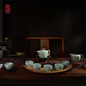 东道汝窑｜牛转乾坤生肖牛套组（天青）