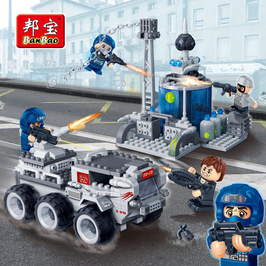 兑换专区邦宝小颗粒积木侦查车能量站警察系列巨鹰基地塑料拼插装男孩玩具 商品图2