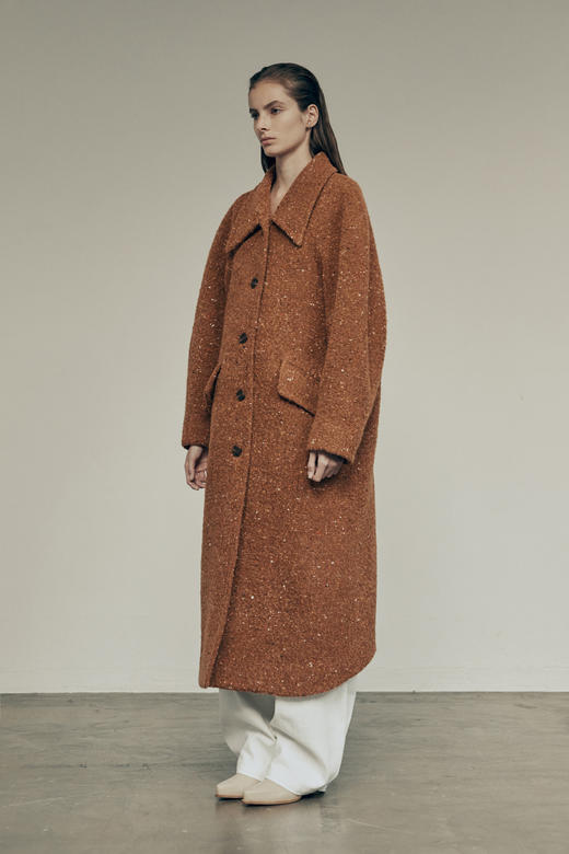 Low Classic 焦糖橘色弧形袖羊毛外套 商品图1