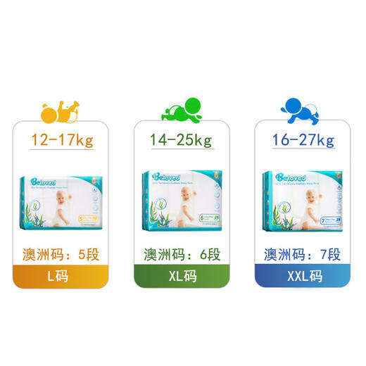 澳大利亚Beloved婴幼儿海藻拉拉裤尿不湿超薄透气干爽舒适4包/箱 商品图2