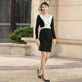 IWY/黑白色拼接连衣裙气质女装Q199