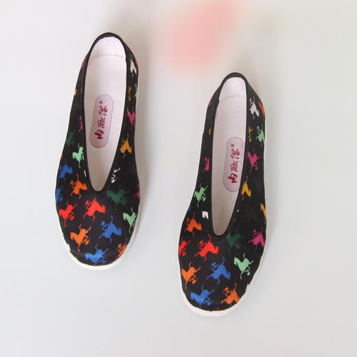 内联升女鞋春夏手工单鞋千层底文创马踏飞燕真丝印花小元口布鞋8296A 商品图4