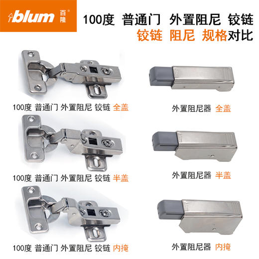 100°普通门外置阻尼铰链【适用于门板厚16-20mm，侧板厚18mm】【单位：只，含标志盖，带底座】 商品图4