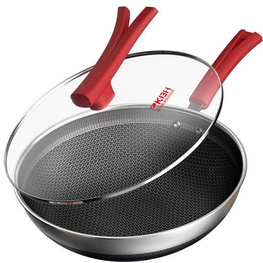 德国康巴赫炒锅炒菜锅316L不锈钢炒锅32cm经典红双面花纹 JQR 商品图1