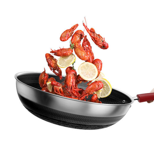 德国康巴赫炒锅炒菜锅316L不锈钢炒锅32cm经典红双面花纹 JQR 商品图2