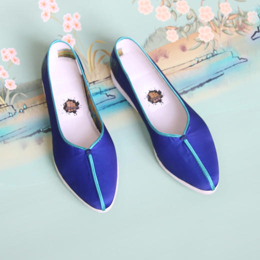 内联升女鞋手工单鞋千层底【国家宝藏】系列千里江山图真丝淑女鞋GB8293 商品图4