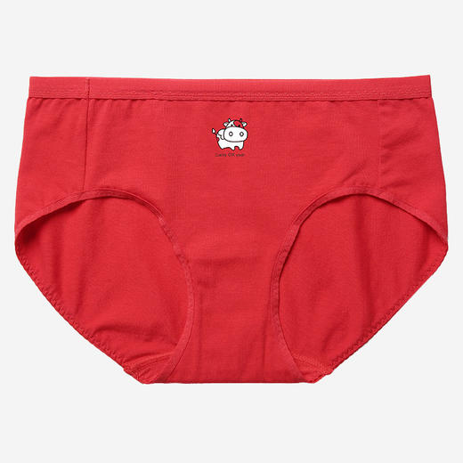 HSIA遐 内裤女大红色牛年3条装底裤纯棉底裆本命年中腰包臀平角裤 商品图5