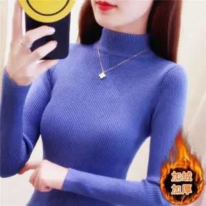 PDD-加绒加厚半高领毛衣打底衫 商品图1