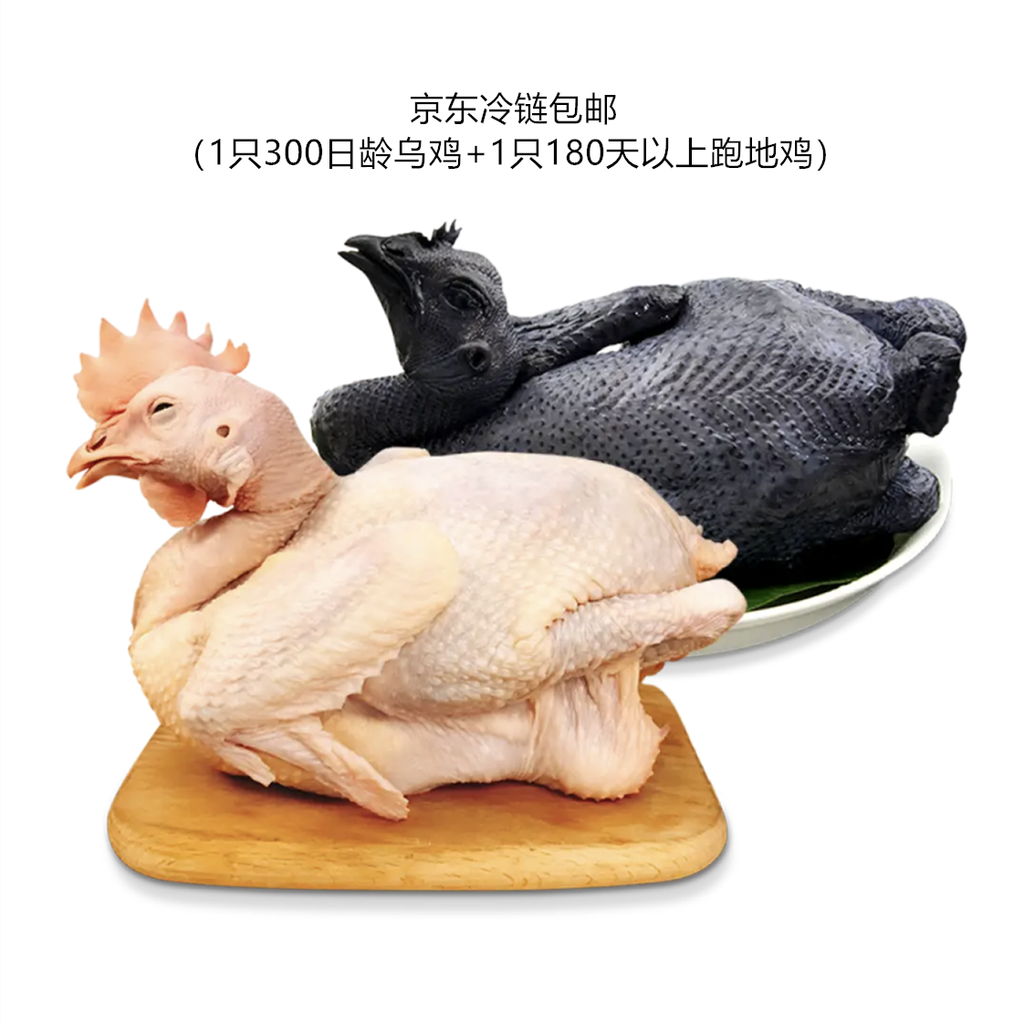 旺鲜汪临泉县单桥镇张老村珍禽组合乌鸡白凤临泉特产2年跑地老母鸡1只+1只滋补乌鸡新鲜现杀京东包邮