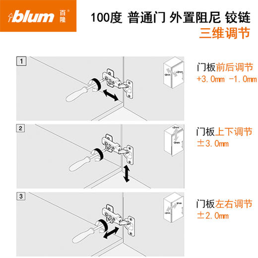 100°普通门外置阻尼铰链【适用于门板厚16-20mm，侧板厚18mm】【单位：只，含标志盖，带底座】 商品图10