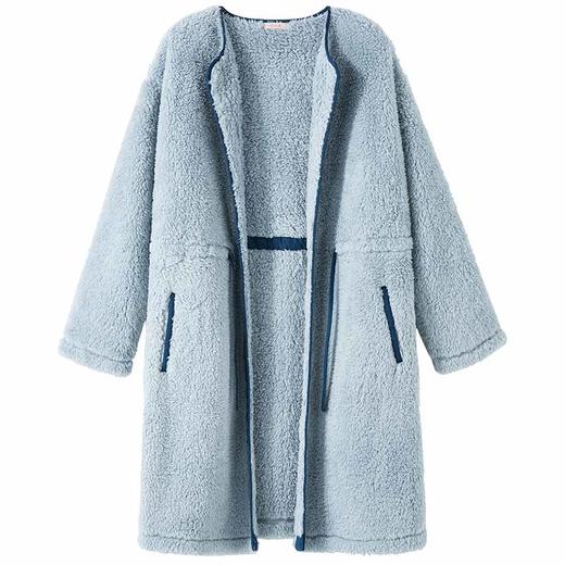 HSIA遐家居服长外套女冬新款双面绒加厚保暖宽松时尚撞色系带外披 商品图5