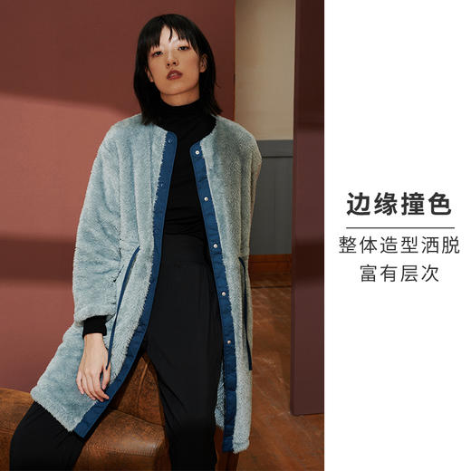 HSIA遐家居服长外套女冬新款双面绒加厚保暖宽松时尚撞色系带外披 商品图2