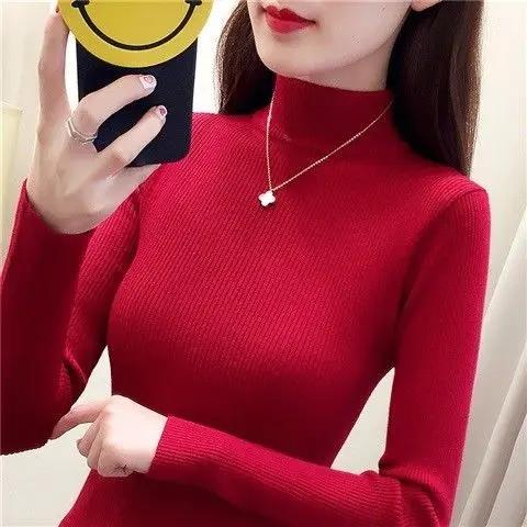 PDD-加绒加厚半高领毛衣打底衫 商品图4