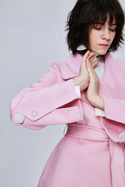 Miss Sixty冬季流行纯色翻领系带宽松长款时尚呢子大衣毛呢外套684MJ8310000 商品图2