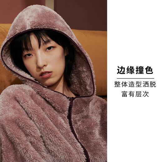 HSIA遐睡衣女冬季新款连帽拉链双面舒棉绒蓬松保暖宽松家居服套装 商品图2