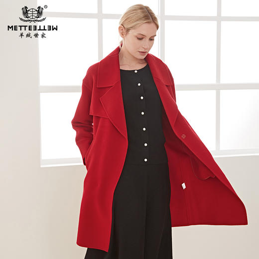 METTE羊绒世家2020秋冬女士中长款羊毛大衣纯色加厚保暖风衣外套 商品图0