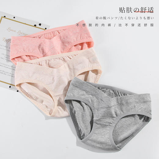 彩棉低腰孕妇内裤 怀孕期舒适透气托腹无痕U型护肚纯棉女三角裤女 商品图4