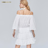 Miss Sixty夏季一字领喇叭袖高收腰白色超仙气吊带连衣裙692DJ8290000 商品缩略图1