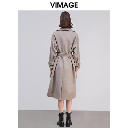 VIMAGE纬漫纪冬季新款宽松廓形收腰显瘦长款保暖羊毛呢大衣女VD2014001 商品图3