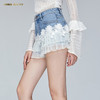 Miss Sixty网纱拼接裙裤浅色高腰牛仔短裤692JJ2260000 商品缩略图1