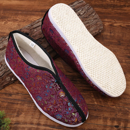 天寿-女款紫红色寿鞋 商品图2