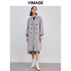  VIMAGE纬漫纪冬季新款宽松翻领双排扣直筒长款羊毛呢大衣女V1414020D 商品缩略图0