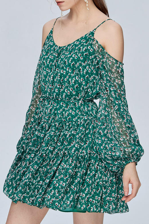 Miss Sixty吊带宽松长袖雪纺度假裙印花碎花连衣裙692DJ8260000 商品图1