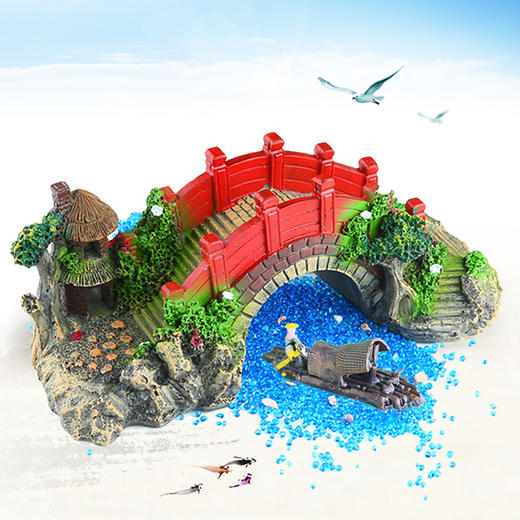 森森造景水族箱鱼缸造景装饰树脂工艺品仿真古木桥中小号假桥石桥 商品图4