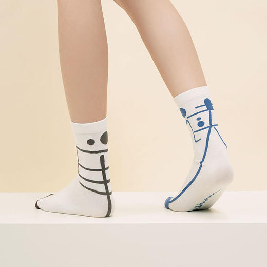 单读×读库×内外联名阅读袜3双套装 男女款 拼色中筒袜 商品图2