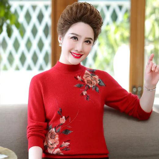 XX 13089羊绒羊毛镶钻印花半高领针织衫 商品图4