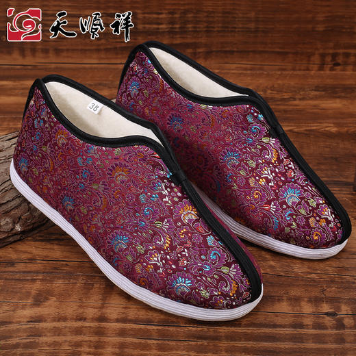 天寿-女款紫红色寿鞋 商品图0