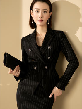 J20444588A  颈袖添香小西装品牌新款时尚装正装羊毛西服女 气质商务羊毛西装单西