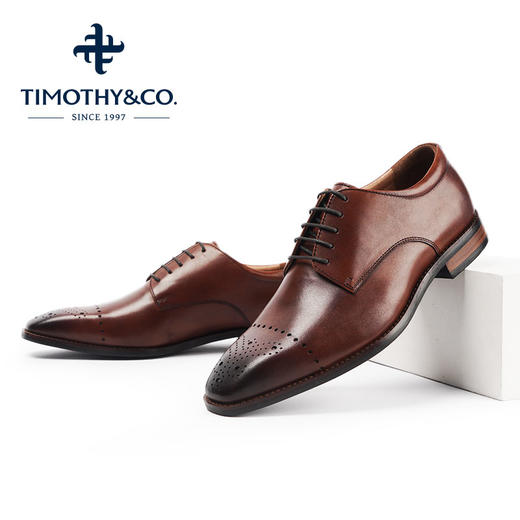 迪迈奇正装布洛克头层牛皮系带皮鞋英伦风商务潮流韩版 男鞋 商品图0