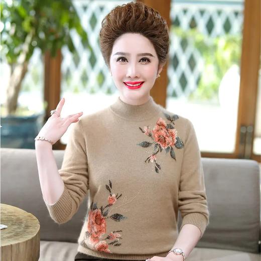 XX 13089羊绒羊毛镶钻印花半高领针织衫 商品图7